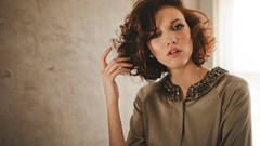 Woman vampire monochrome green eyes brunettes