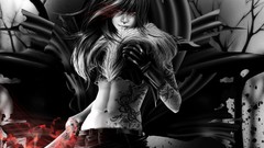 Woman Vampires Swords tattoos piercings