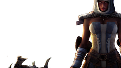 Woman video games stare