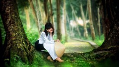 Woman vietnamese ao dai