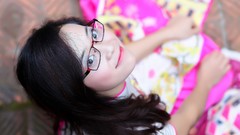 Woman vietnamese girls with glasses ao dai