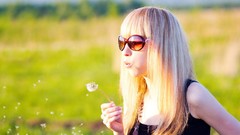 Woman vintage blondes brunettes bangs