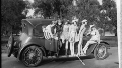 Woman vintage cars groups