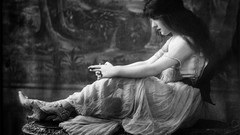 Woman vintage grayscale