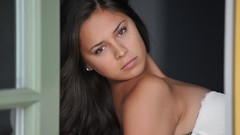 Woman vintage lingerie brunettes boobs Nina James