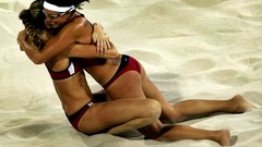 Woman volleyball bikini beach volleyball