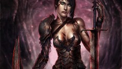 Woman Warriors Swords brunettes dragon age