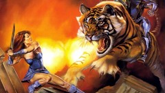 Woman Warriors Tigers Swords fantasy art