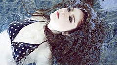 Woman water bikini faces