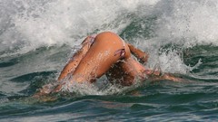 Woman water bikini waves