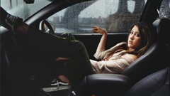 Woman water drops window