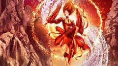 Woman water fire fantasy