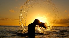 Woman water sun Sea