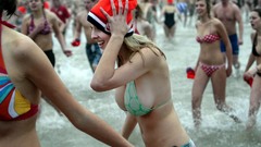 Woman water winter cold