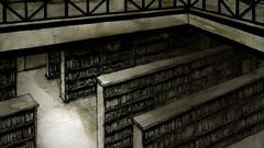 Woman watercolor Library bookshelf artwork traditional art