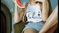 Woman watermelons blondes sienna miller denim shorts