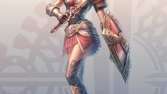 Woman weapons Anime armor shield artwork
