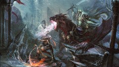 Woman weapons armor Fighting Swords chains creatures battles 