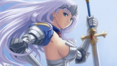 Woman weapons armor Swords long hair anime girls blue eyes 