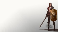 Woman weapons armor Swords shields cleavage artwork fantasy art 