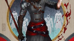 Woman weapons blood blondes long hair dragon age dragon age 2 