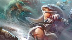 Woman weapons blood Monsters fight armor Warriors Fighting 