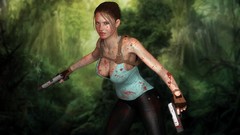 Woman weapons blood pistols tomb raider cleavage