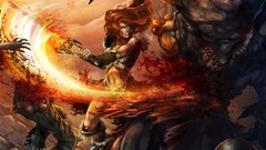 Woman weapons blood rage diablo iii barbarian redheads artwork 