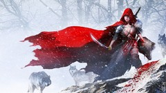 Woman weapons blood Wolves Warriors fantasy art