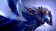 Woman weapons game symbol white hair masks League of Legends 