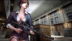 Woman weapons glasses stockings counter-strike tattoos bra 