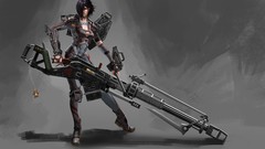 Woman weapons Guns Bears soldiers paintings armor anime girls 