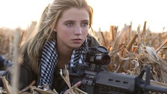 Woman weapons Guns faces blondes ar-15 portraits