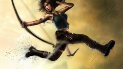 Woman weapons Guns game shot trick long hair brunettes fan art 