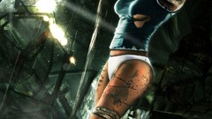 Woman weapons Guns game young long hair brunettes fan art tomb 