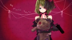 Woman weapons Guns gloves veil short hair braids vocaloid green 