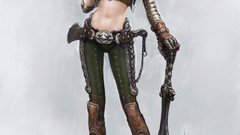 Woman weapons hood armor axe artwork fantasy art Simple 