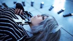 Woman weapons Knives maids gray hair touhou izayoi sakuya lying 