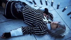 Woman weapons Knives maids gray hair touhou izayoi sakuya lying 