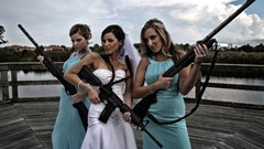 Woman weapons outdoors blondes brunettes brides