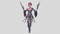 Woman weapons pistols pink hair cleavage artwork Simple 