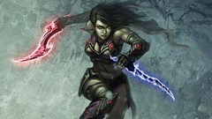 Woman weapons Rogue long hair Daggers artwork fantasy art