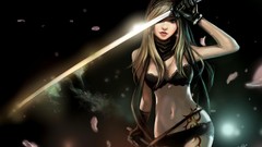 Woman weapons smoke Katana Anime fighters lips gloves Swords 