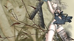 Woman weapons Trap gloves bows long hair armpits bandages 