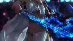 Woman weapons Warriors Swords blondes shields flower petals 