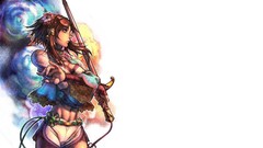 Woman weapons white background Swords belts brown eyes 