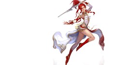 Woman weapons white background Swords redheads artwork fantasy 