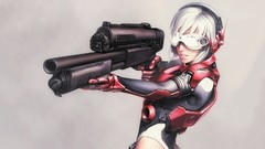 Woman weapons white hair Ghost in the Shell artwork girls with 