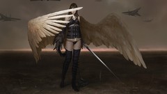 Woman weapons wings Swords panties artwork fantasy art 