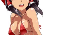 Woman wet anime girls hakurei reimu touhou cleavage bikini 